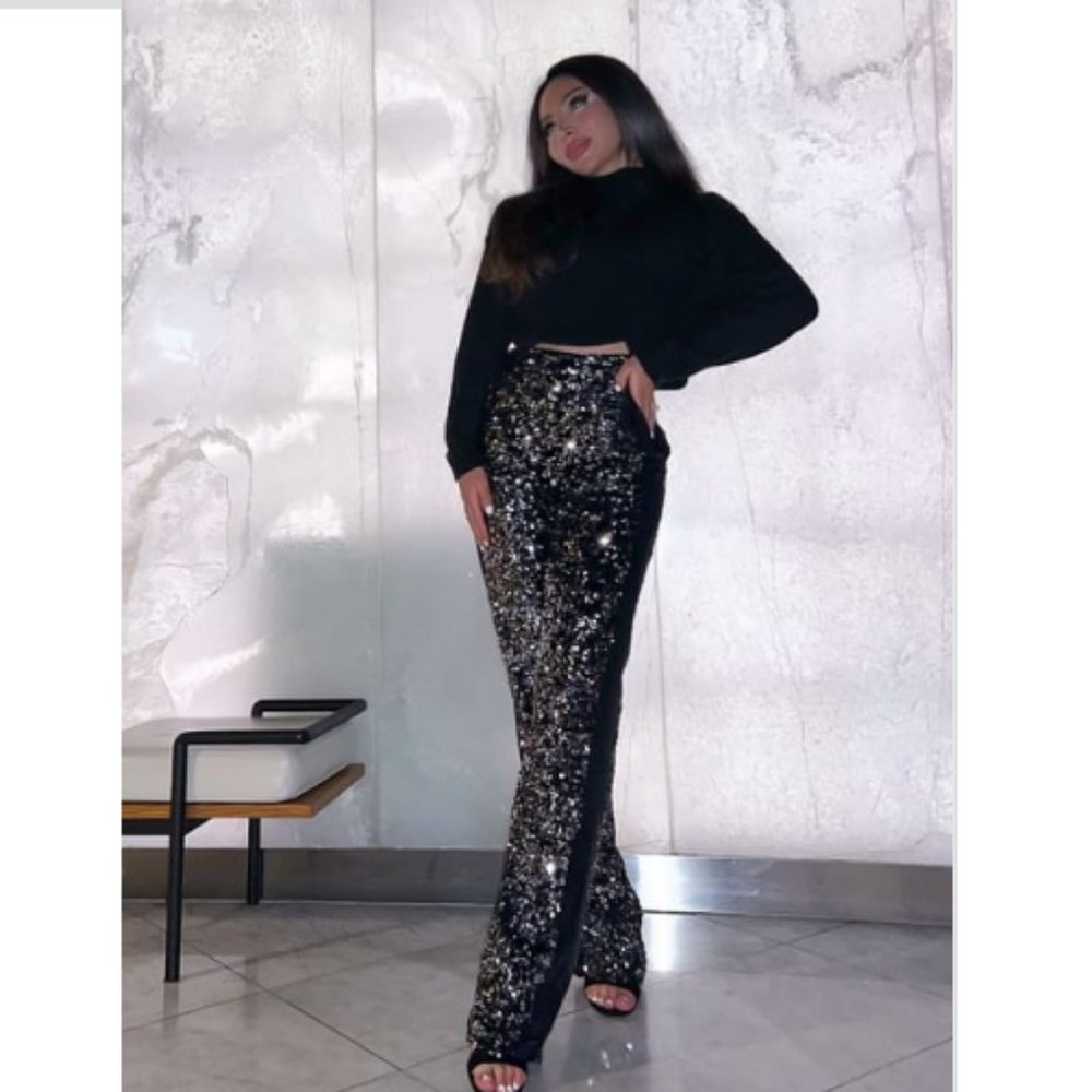 Zara Silver Sequin Pants Limited Edition Sz S, M NWT